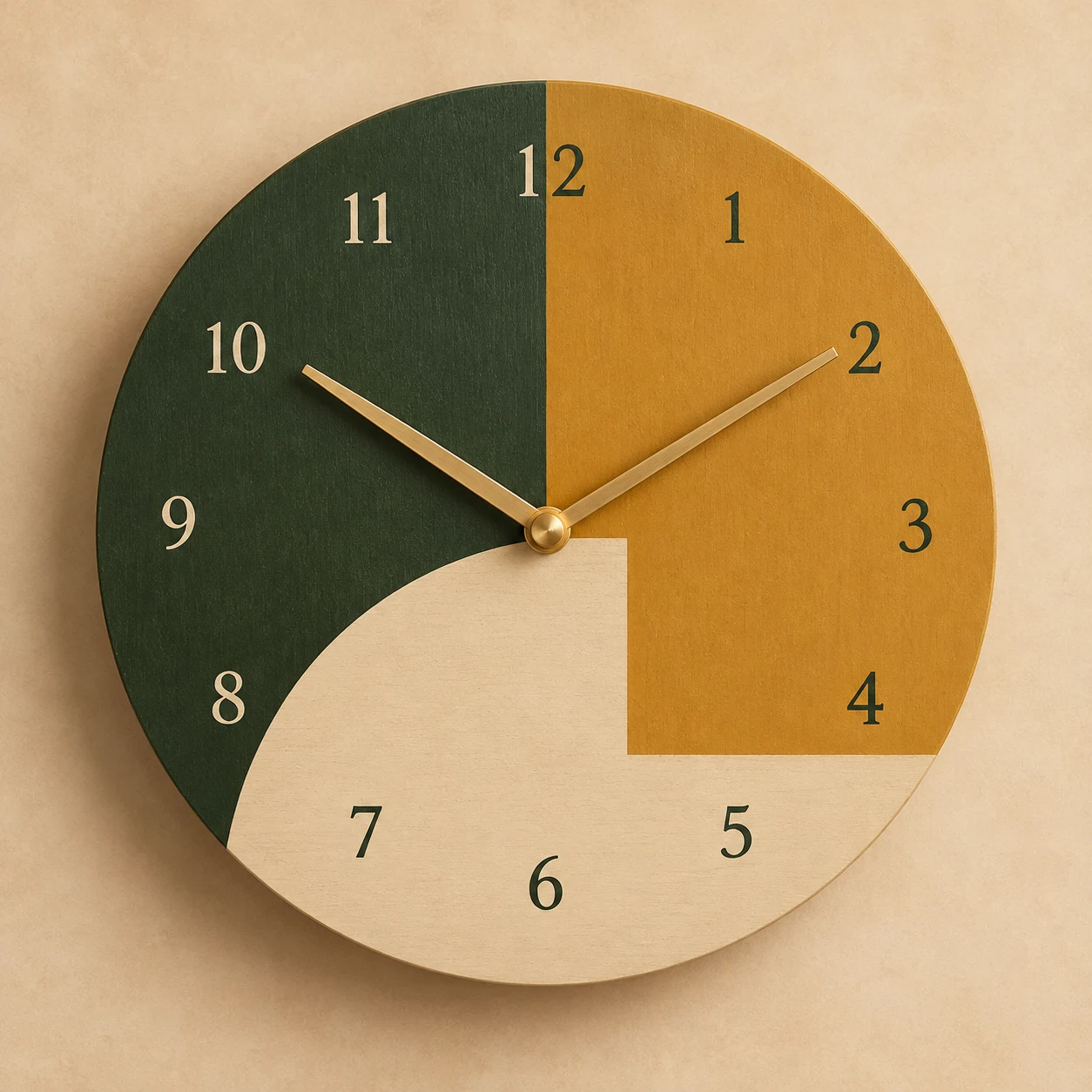 Meridian Geometry Clock — Green / Ochre