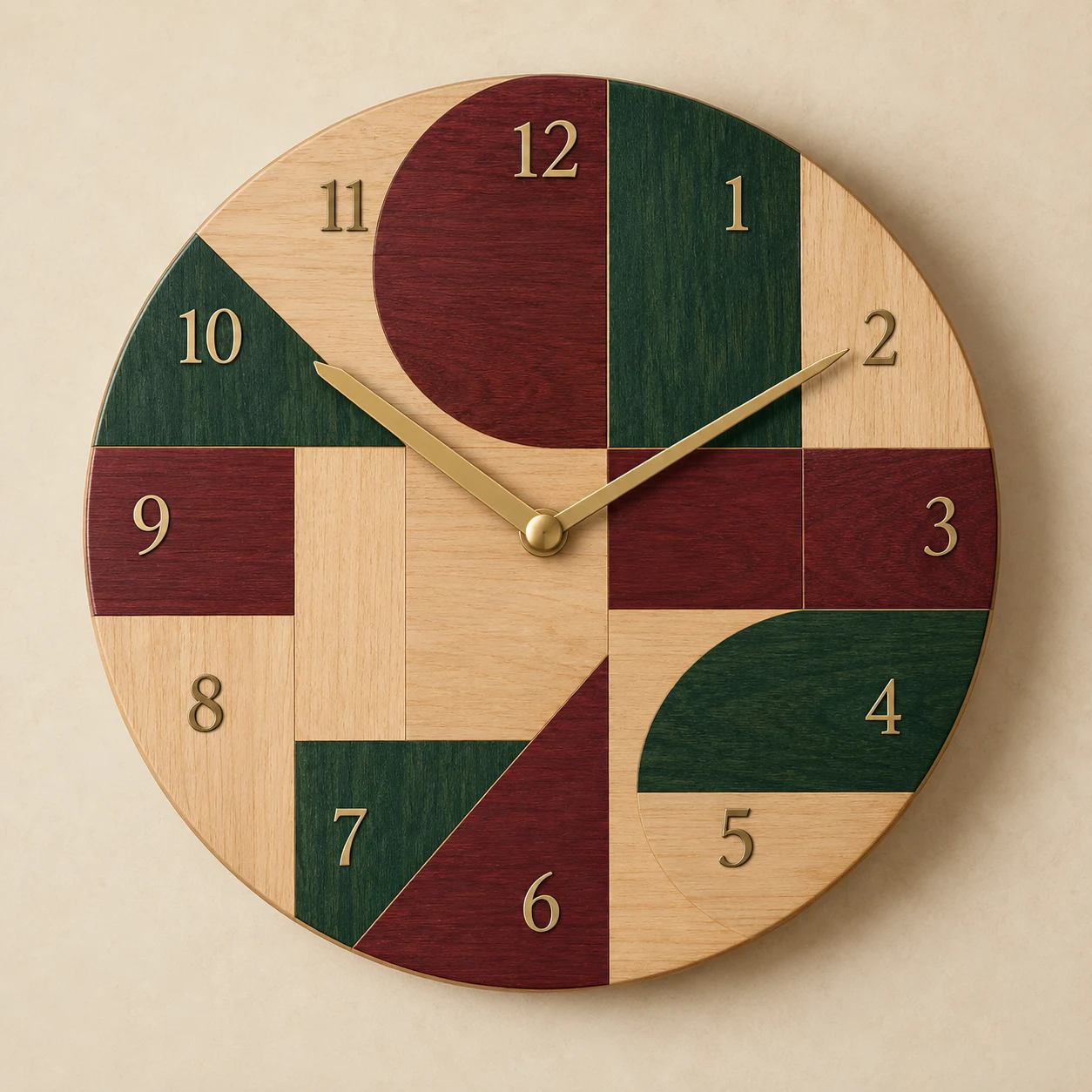 Scholarly Mosaic Clock — Natural / Green / Burgundy