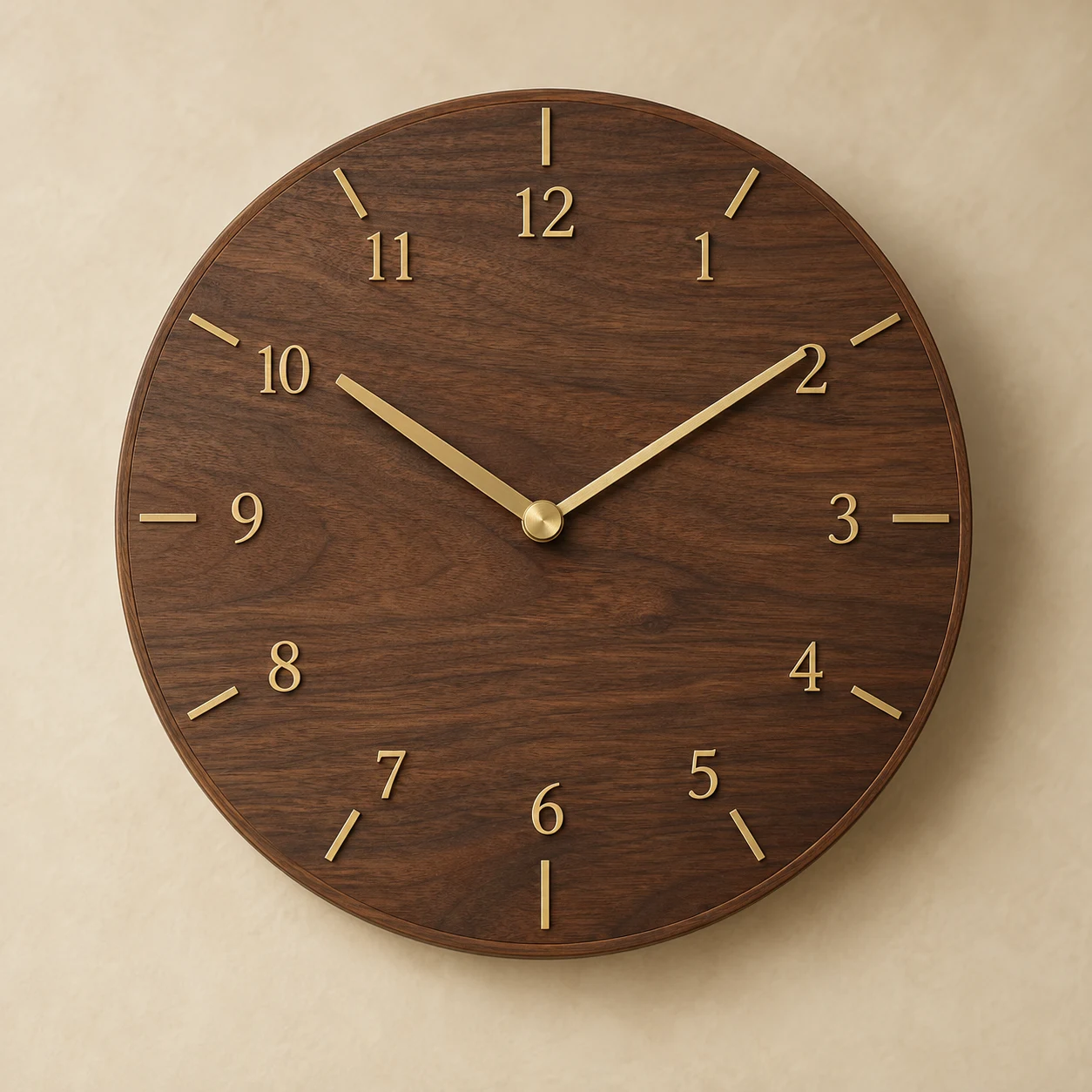Walnut Index Clock — Walnut / Brass